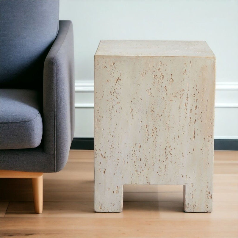 20" Faux Stone Square End Table - Beige