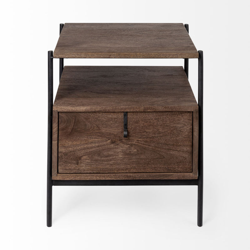 24" Solid Wood Square End Table - Dark Brown