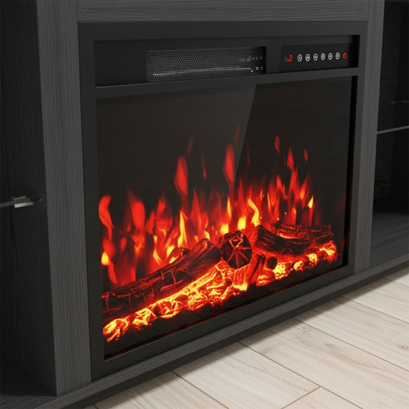 Wood Fireplace Entertainment Center With Fireplace (723796) - Black