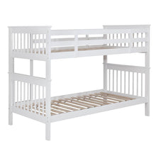 Load image into Gallery viewer, Slatted - Headboard Twin / Twin Bunk Bed With Built In Ladder Design - White
