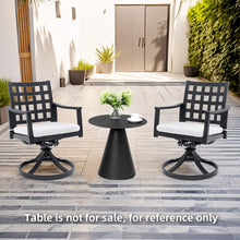 Load image into Gallery viewer, Modern Classic Outdoor Dining Swivel Rockers With Sunbrella Cushion, Lattice Design, Weather Resistant Frame (Set of 2) - Ember Black
