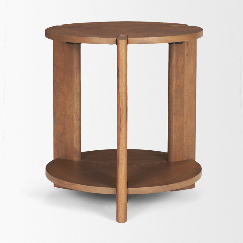 Round End Table With Shelf (729069) - Brown