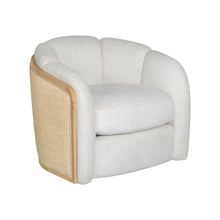 Load image into Gallery viewer, 34" Fabric Wood And Rat Swivel Arm Chair - Off White / Natural
