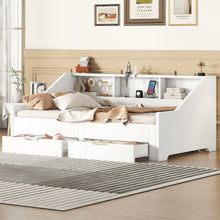 Load image into Gallery viewer, Daybed Frame With Storage Bookcases, 2 Drawers, Charging Station
