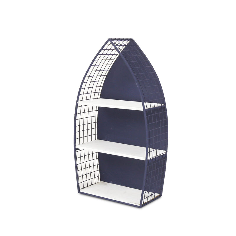 Boat Shaped Bookcase (489055) - Navy Blue / White