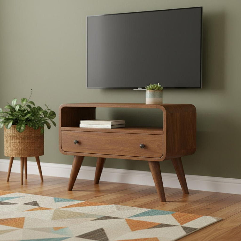 Solid Wood Fireplace TV Stand (720014) - Brown