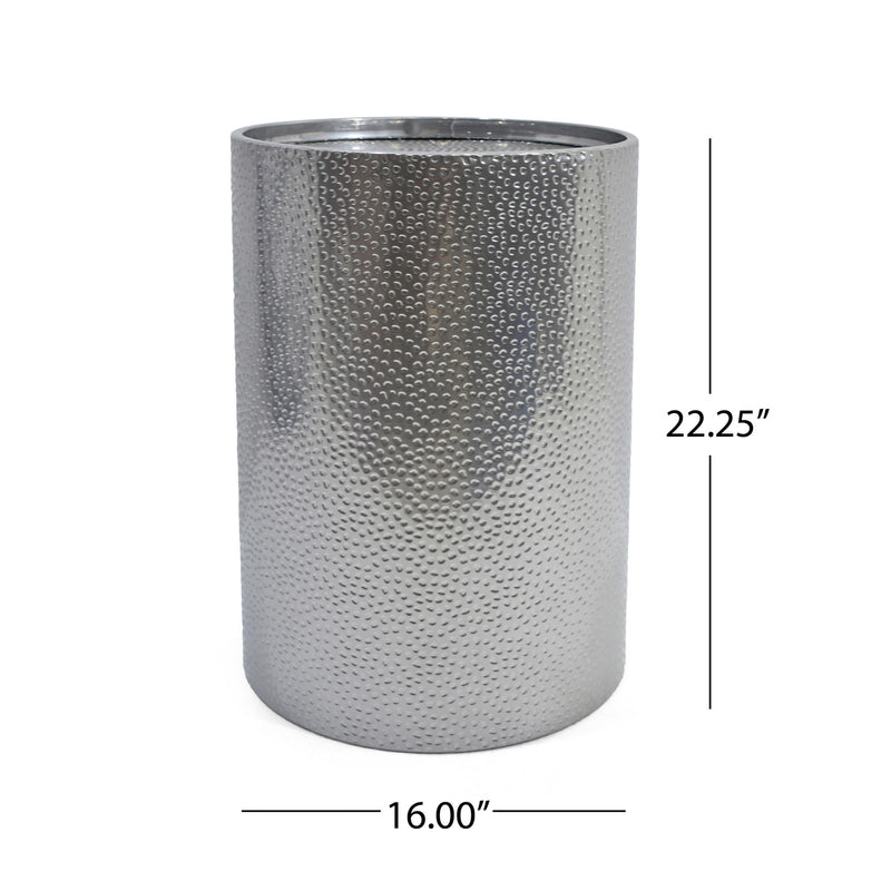 Modern Round Accent Table With Hammered Surface