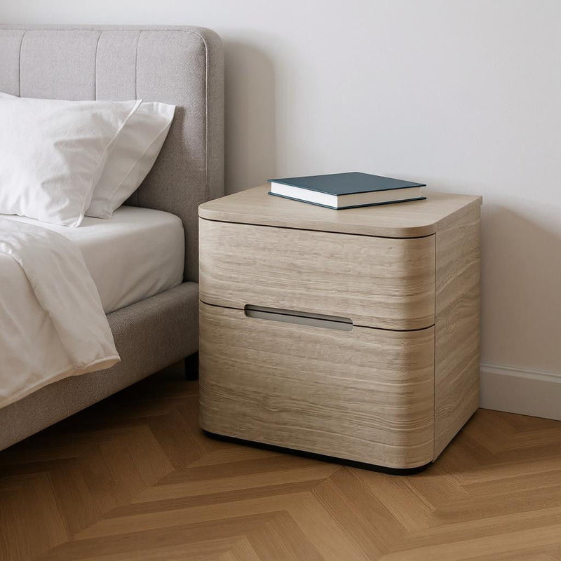 Wood Two Drawer Nightstand (719563) - Beige