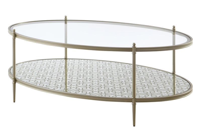 Glass Steel Oval Coffee Table - Clear / Champagne