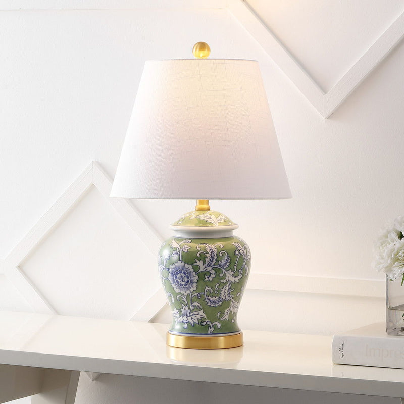 Urn Table Lamp LED With Empire Shade - Green