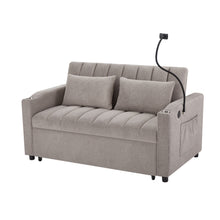 Load image into Gallery viewer, Convertible Sofa Bed Loveseat Sofa With Three USB Ports, Two Side Pockets, Two Cup Holders And 360° swivel Phone Holder For Living Room
