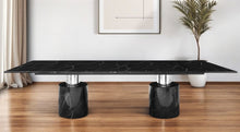 Load image into Gallery viewer, 180" Marble Double Pedestal Base Dining Table - Black
