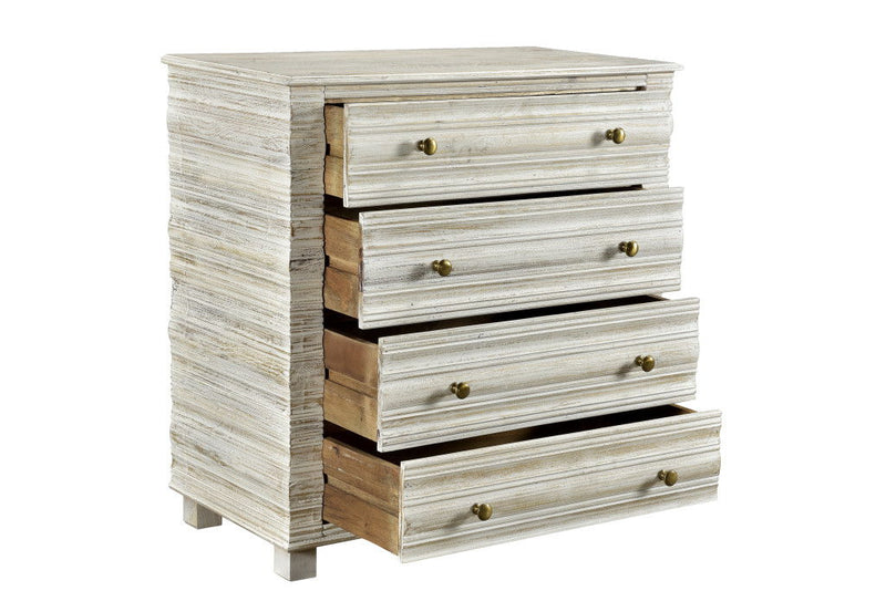 36" Solid Wood Four Drawer Standard Chest - White