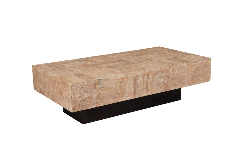 59" Solid Wood Block Coffee Table - Natural And Black
