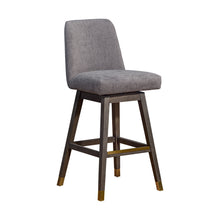 Load image into Gallery viewer, Upholstered And Solid Wood Swivel Bar Chair - Gray And Brown
