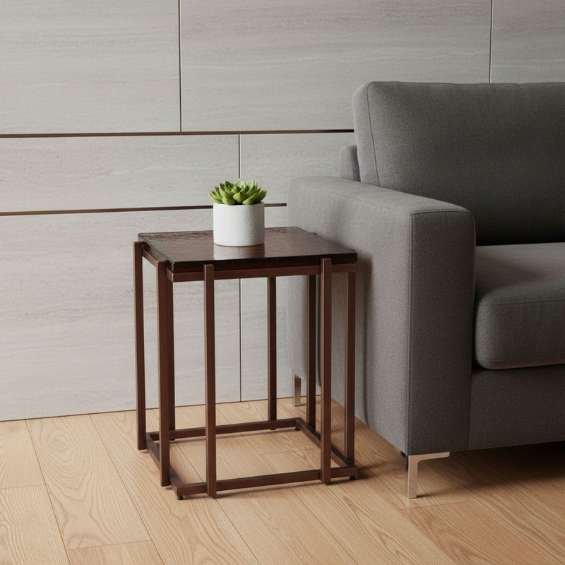 22" Pedestal Iron End Table - Bronze