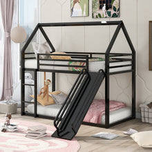 Load image into Gallery viewer, Twin over Twin House Bunk Bed with Ladder and Slide,Black
