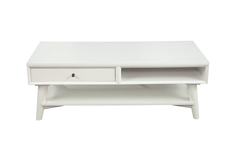 Solid And Manufactured Wood Coffee Table With Drawer - White