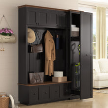 Load image into Gallery viewer, Entryway Hall Tree With Storage Bench, Coat Rack Shoe Bench With Cabinets
