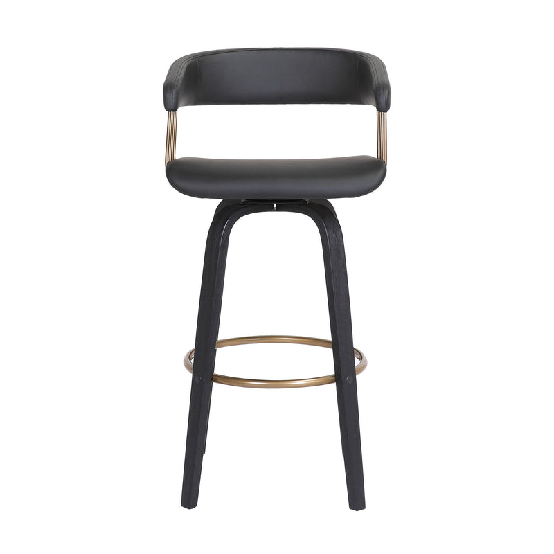 30.5" Faux Leather Swivel Bar Height Bar Chair - Black