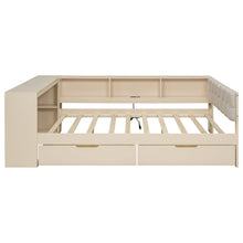 Load image into Gallery viewer, Upholstered Headboard Platform Bed With Storage Shelves, Drawers, Charging Station
