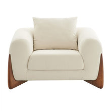 Load image into Gallery viewer, Sherpa Arm Chair - Cream And Wood Brown
