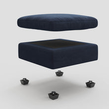 Load image into Gallery viewer, Velvet Footstool - Blue / Black
