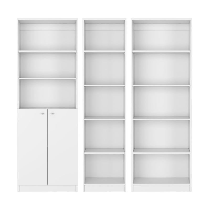 Five Tier Modular Bookcase With Two Doors (Set of 3) (546615) - White