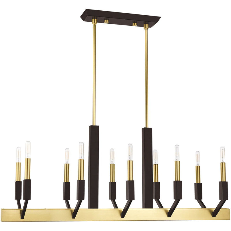 25" Ten Light Dimmable Chandelier With Shades - Bronze