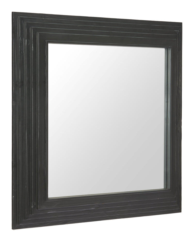 34" Glass Square Rope Hanging Accent Mirror - Black
