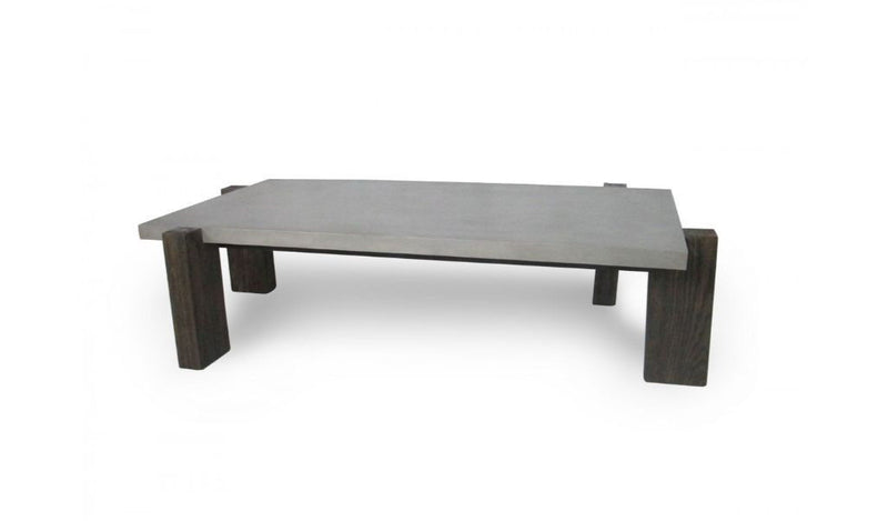 Concrete Rectangular Coffee Table - Walnut And Dark Gray