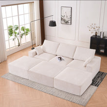 Load image into Gallery viewer, Modular Sectional Sofa With Ottoman, USB And Type C Charger, Petal Armrest Design

