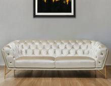 Load image into Gallery viewer, Velvet Chesterfield Sofa With Gold Legs - Beige
