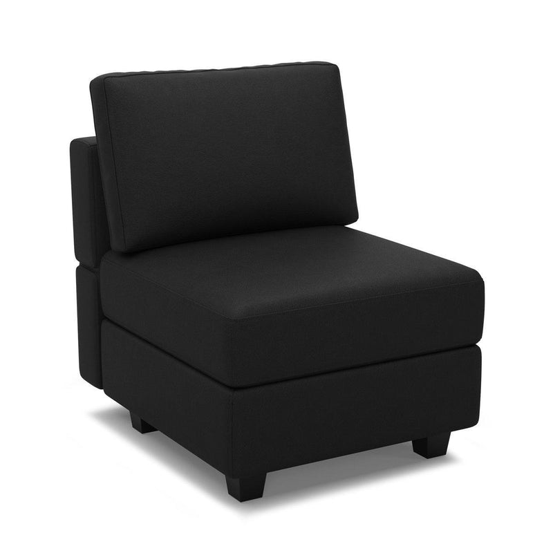 Faux Leather Lounge Chair With Storage - Black