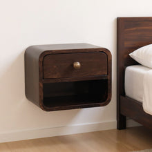Load image into Gallery viewer, 16" Solid Wood Round One Drawer Floating Nightstand - Walnut
