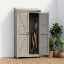 Load image into Gallery viewer, Outdoor Storage Shed With Vertical Tool Cabinet For Backyard
