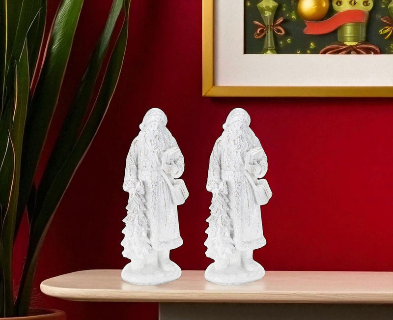 Poly Christmas Santa Figurine (Set of 2) - White