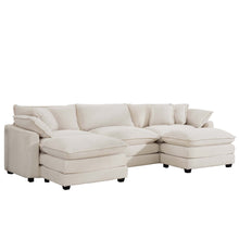 Load image into Gallery viewer, Modern Oversized Modular Cushion Sofa With Ottoman, Low Back, Deep Seating Sofa Set

