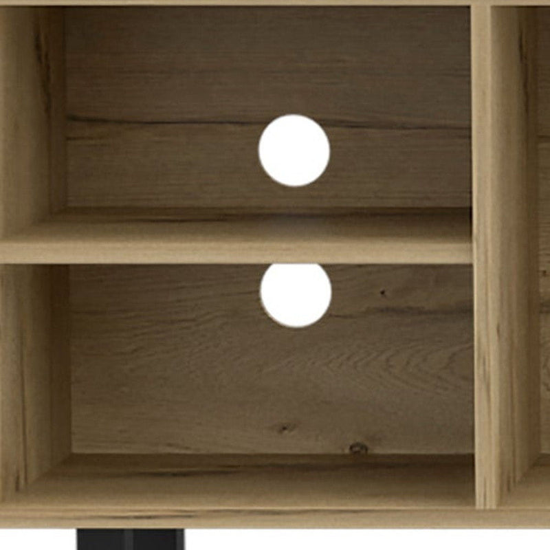 71" Wood Enclosed And Open Storage TV Stand - Natural