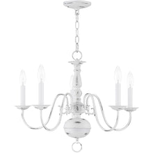 Load image into Gallery viewer, 18" Five Light Dimmable Chandelier With Shades - Antiqued White

