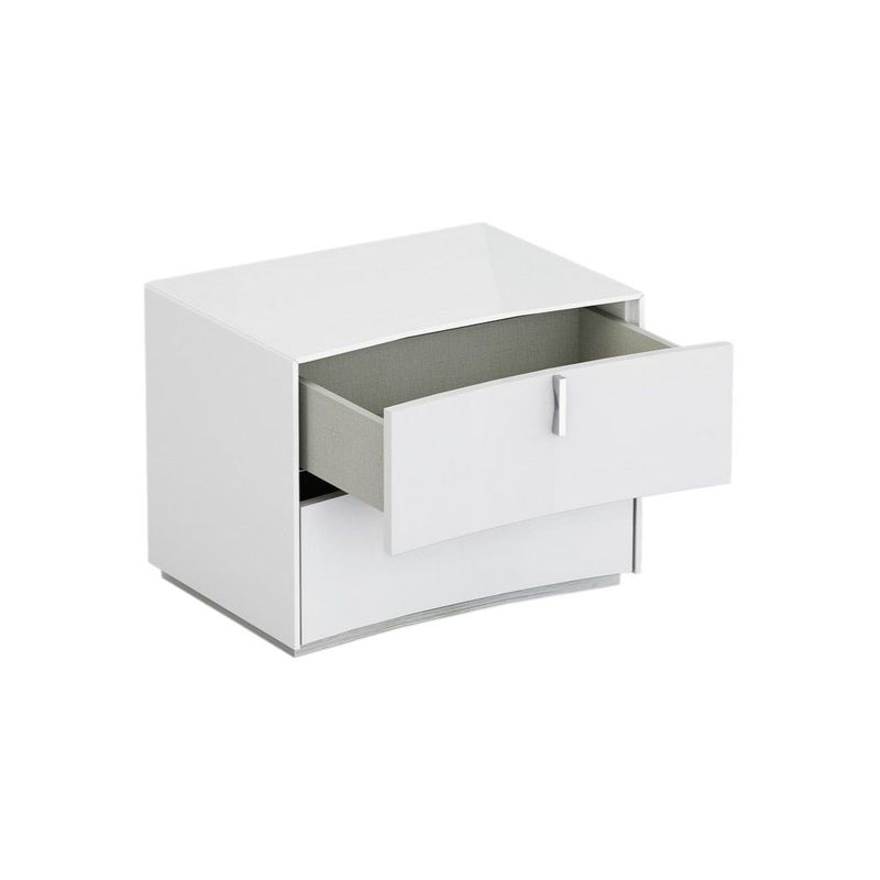 Two Drawers Manufactured Wood Nightstand - White