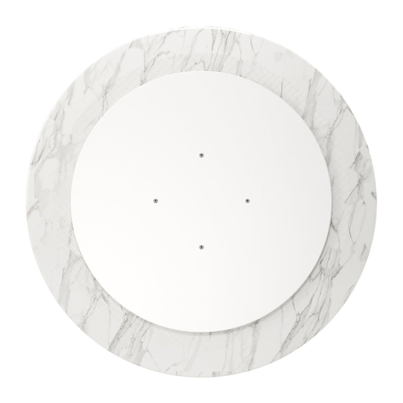 40" Rounded Marble And Metal Pedestal Base Dining Table - Gold