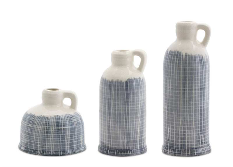 Checkered Jug Vases (Set of 3) - Off White / White