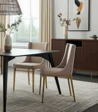 Load image into Gallery viewer, Upholstered Fabric Wing Back Dining Side Chairs (Set of 2) - Beige

