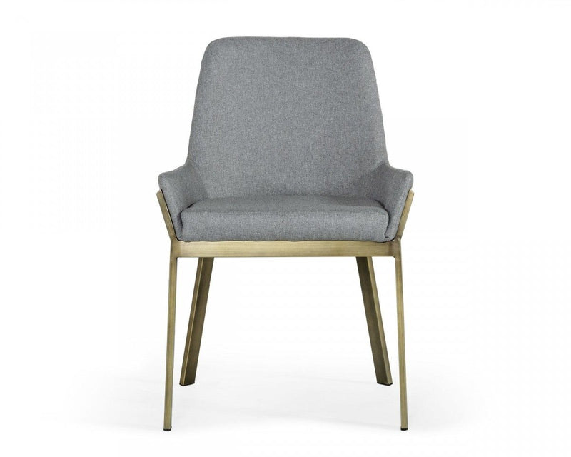 Dining Chair - Gray / Antique Brass