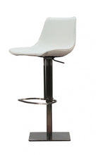 Load image into Gallery viewer, Faux Leather And Stainless Steel Swivel Bar Height Bar Chair - White And Silver
