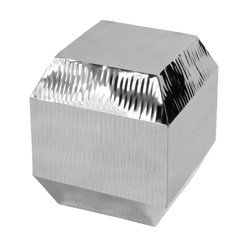 20" Stainless Steel Square Block End Table - Silver