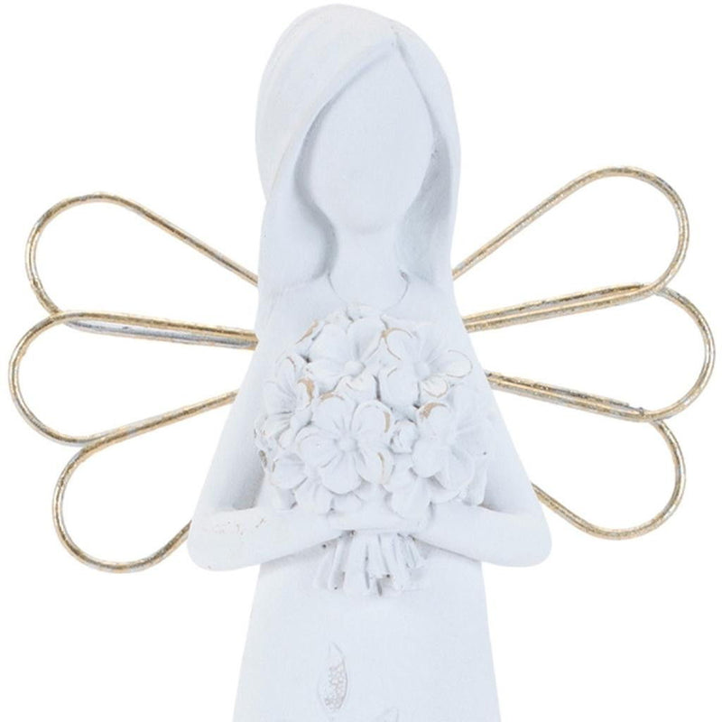 Poly Angel Figurine (Set of 2) - White / Gold