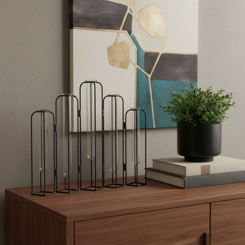 Five Tube Table Vase - Clear / Clear