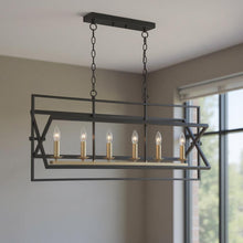 Load image into Gallery viewer, Kitchen Island Six Light Metal Dimmable Chandelier - Black / Gold
